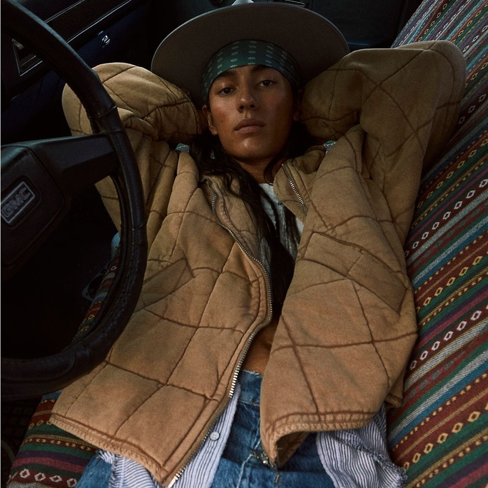 Free People Tan Bomber Jacket